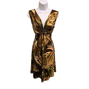 Connected Apparel Womens Size 8 Multicolor V Neck Knotted Front Sleeveless Dress